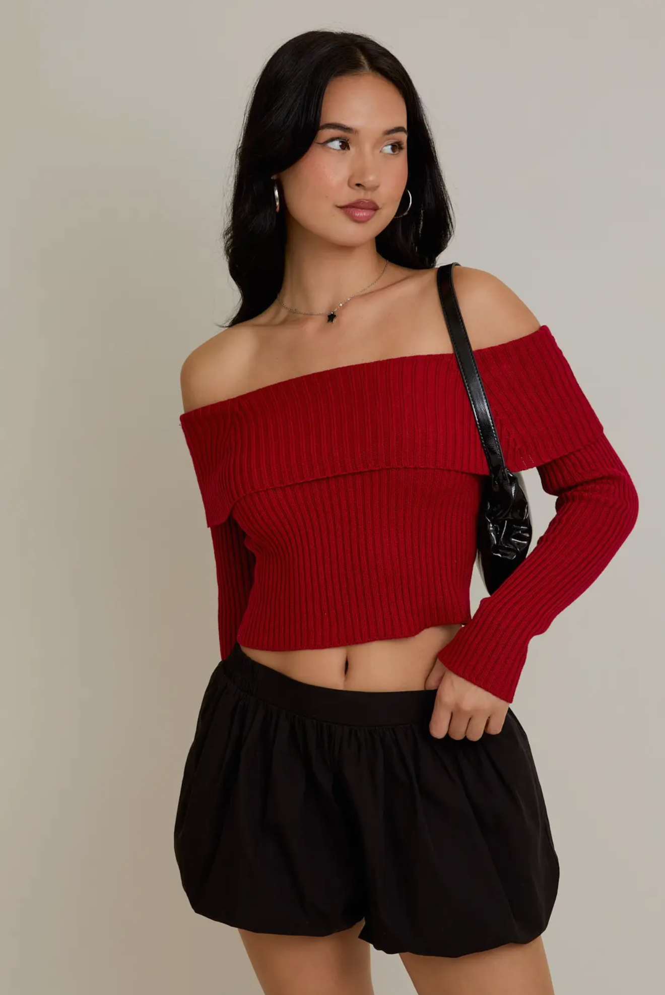 Off the Shoulder Ribbed Sweater