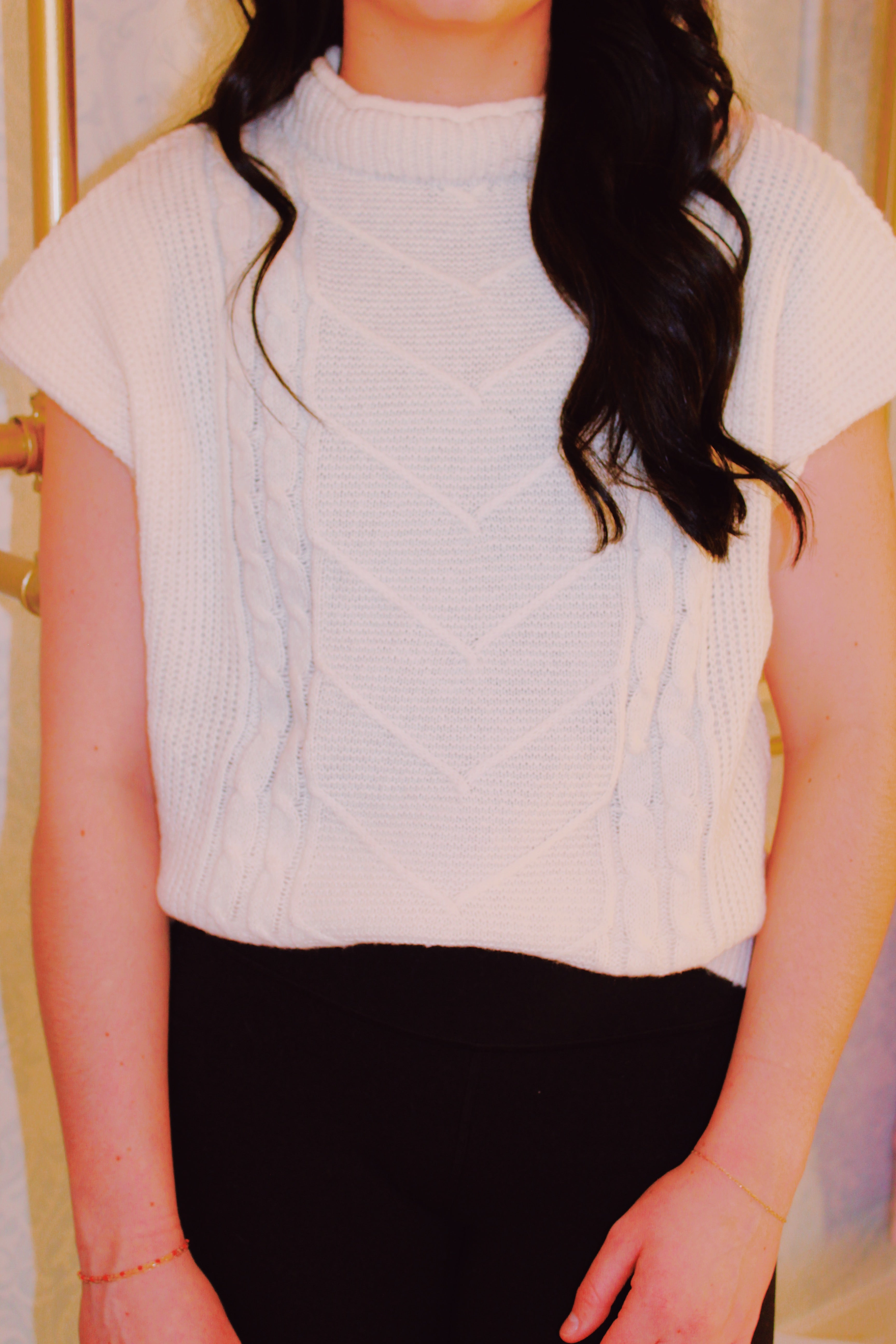 High Neck Sweater Vest : White **SALE**