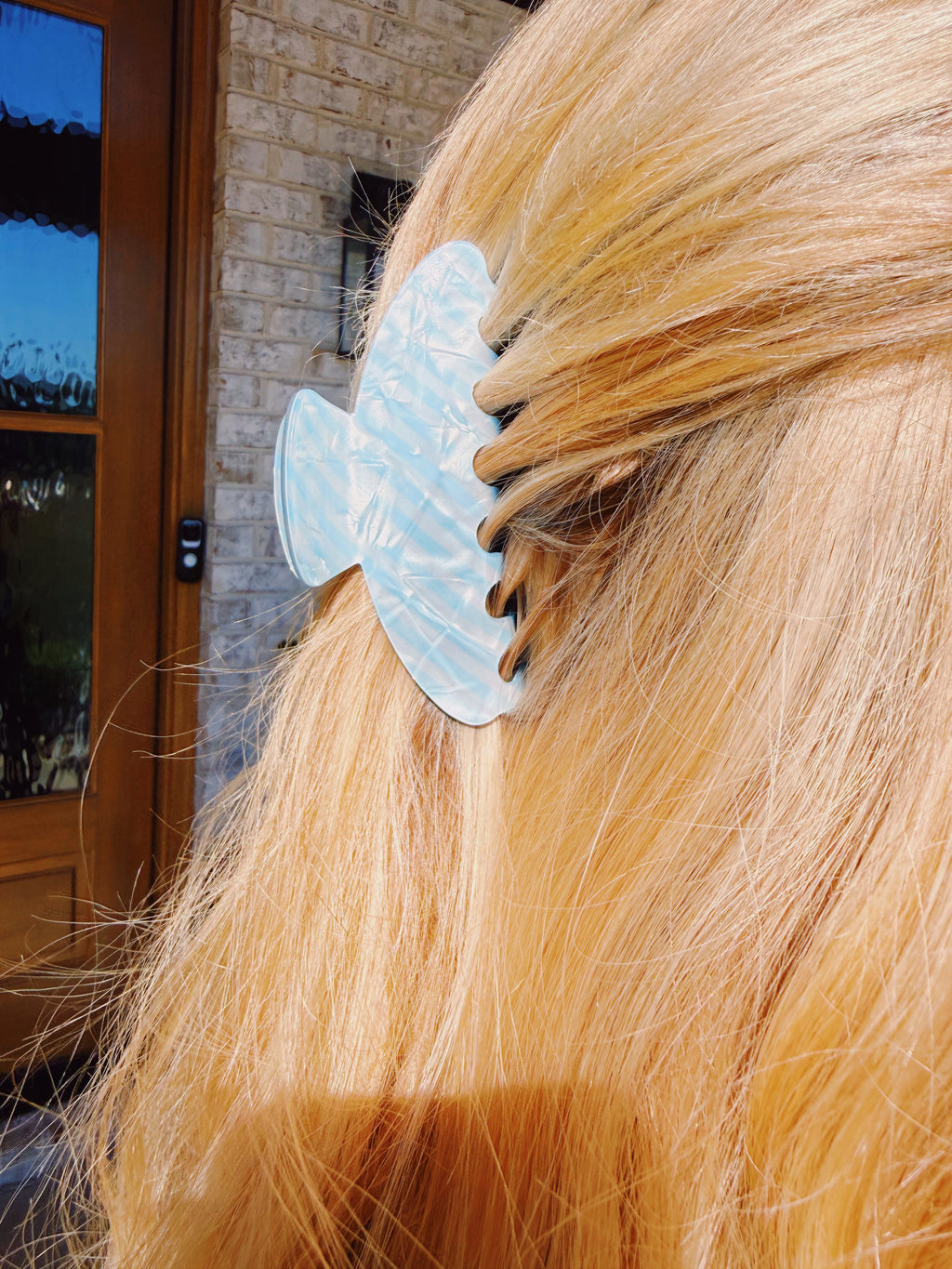 Blue Striped Hair Clip