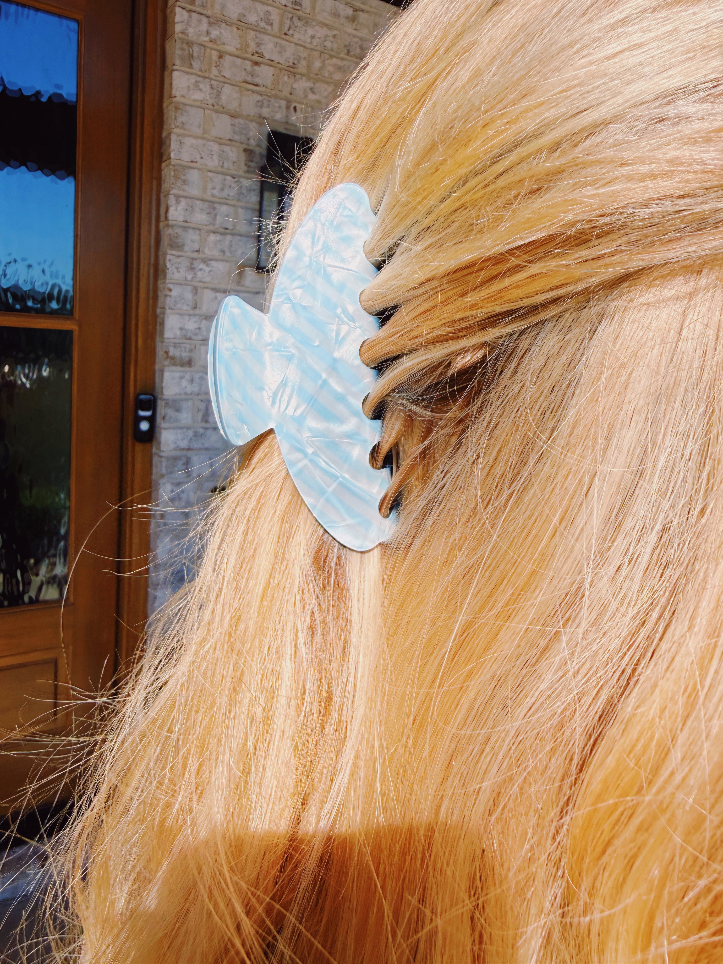 Blue Striped Hair Clip