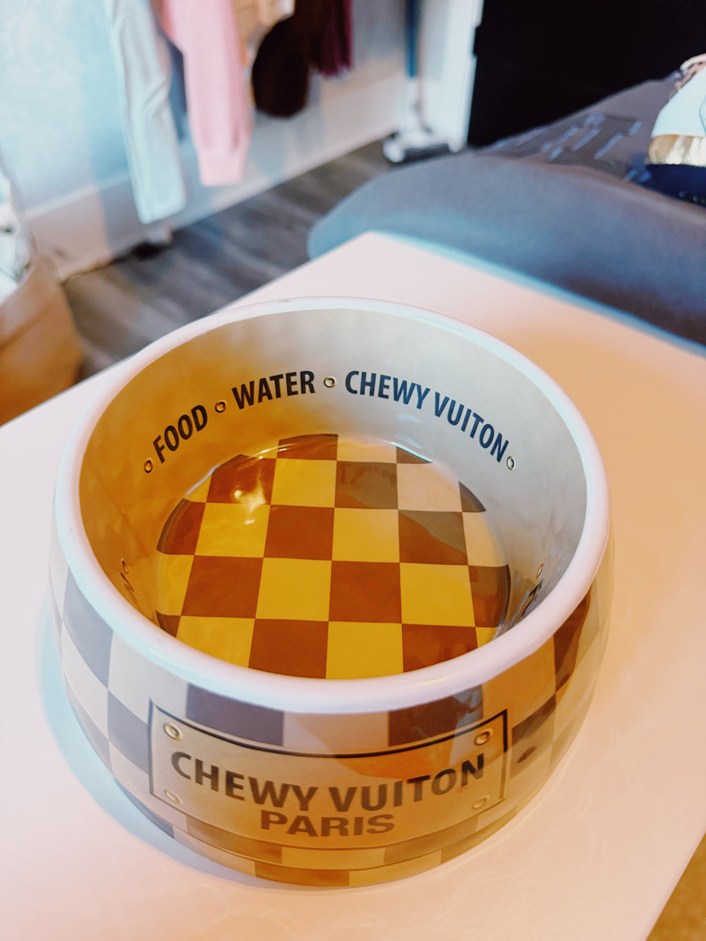 Chewy Vuiton Dog Bowl SET