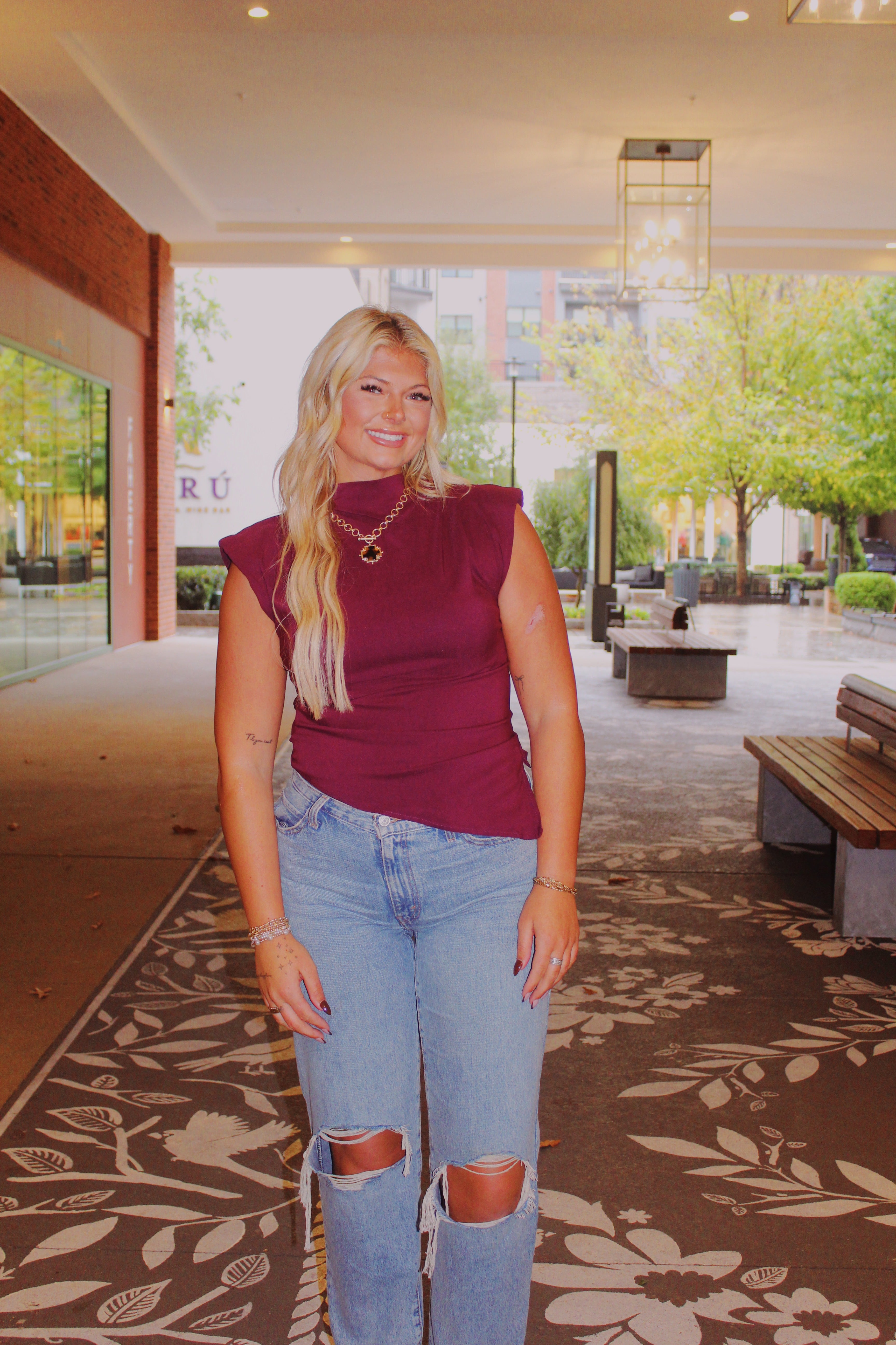 Asymmetrical Hem Wine Top