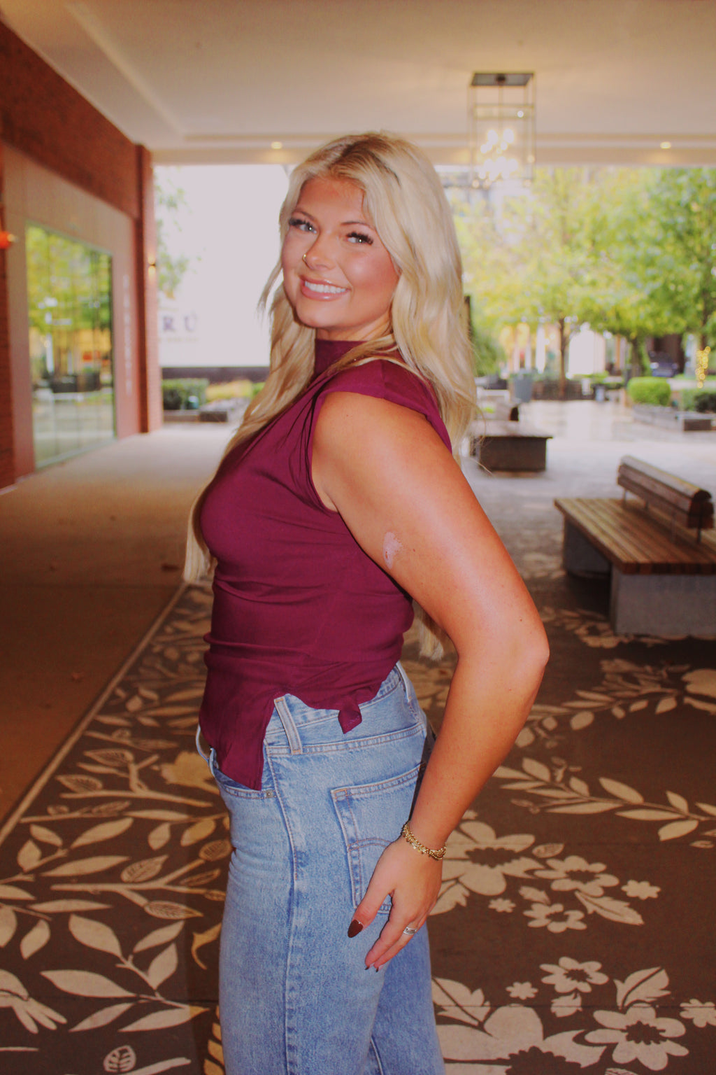 Asymmetrical Hem Wine Top