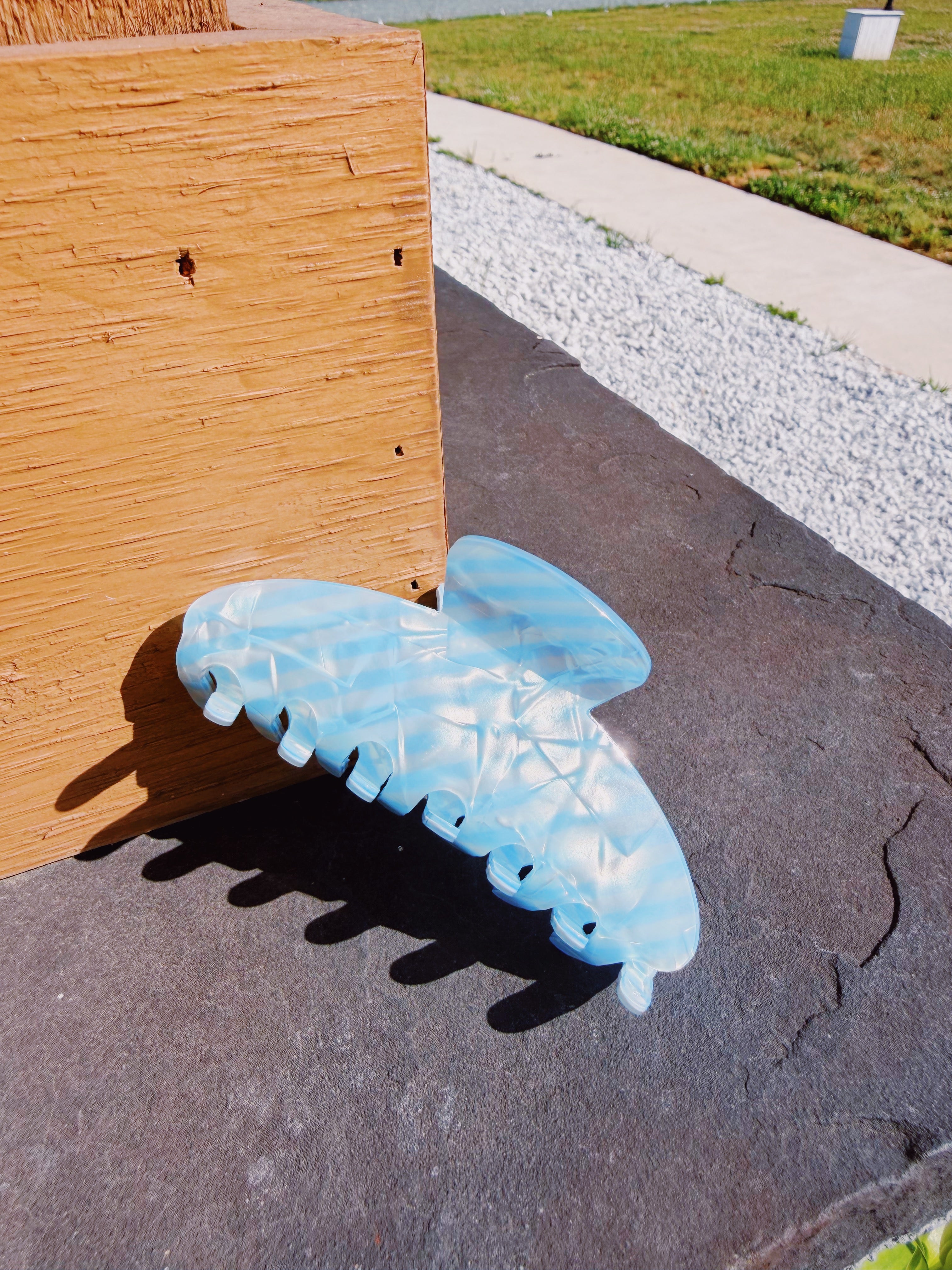 Blue Striped Hair Clip