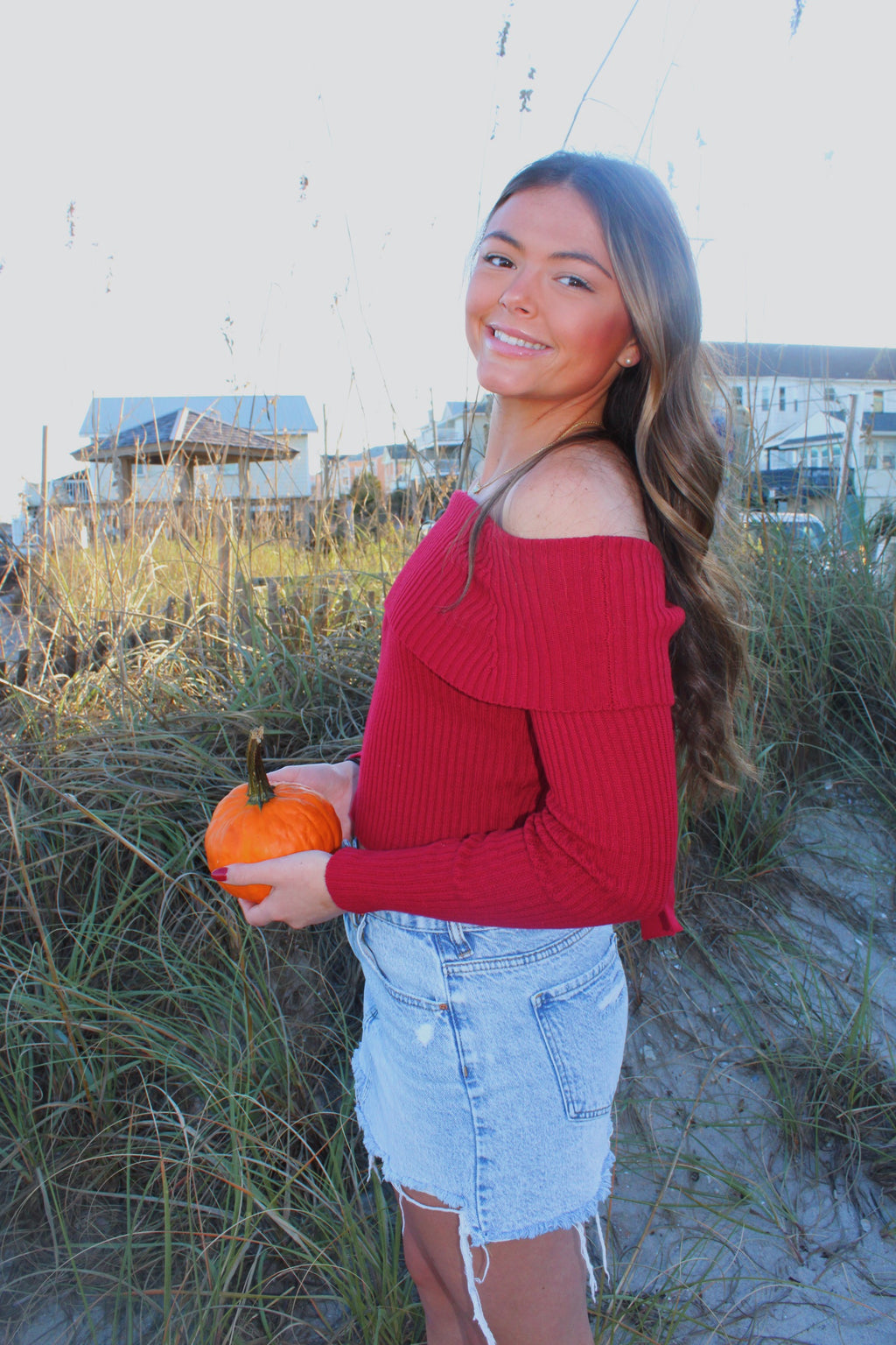 Off Shoulder Tie Back Sweater