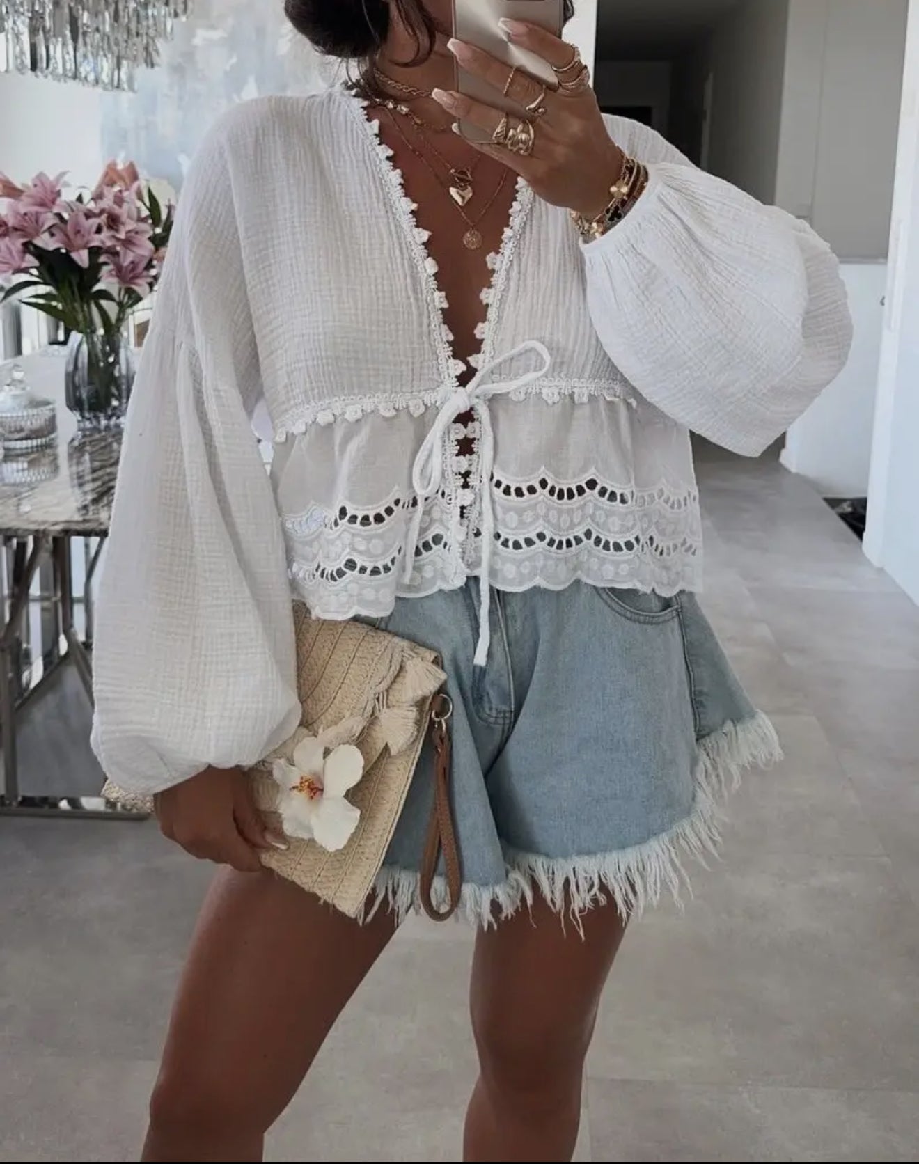 Cotton Tie Top : White