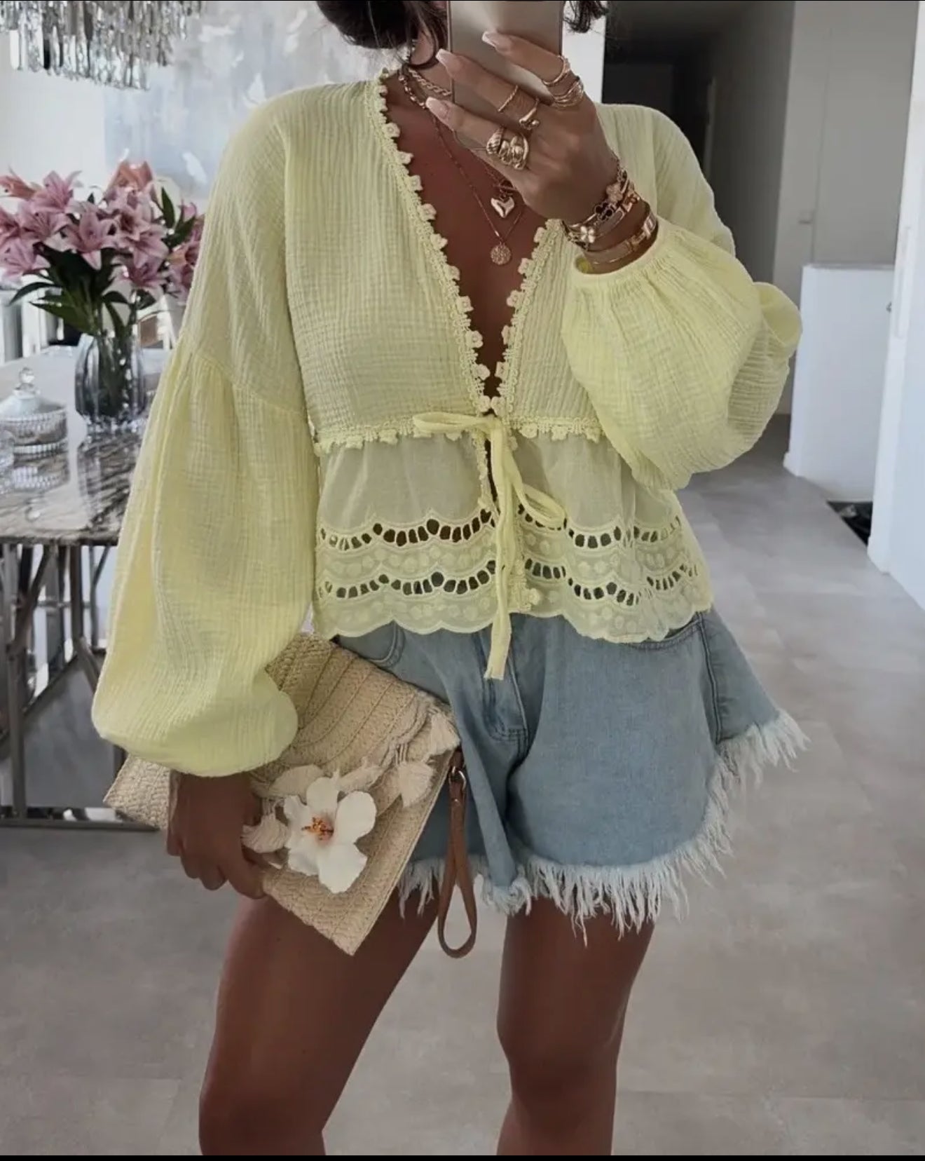 Cotton Tie Top : Yellow