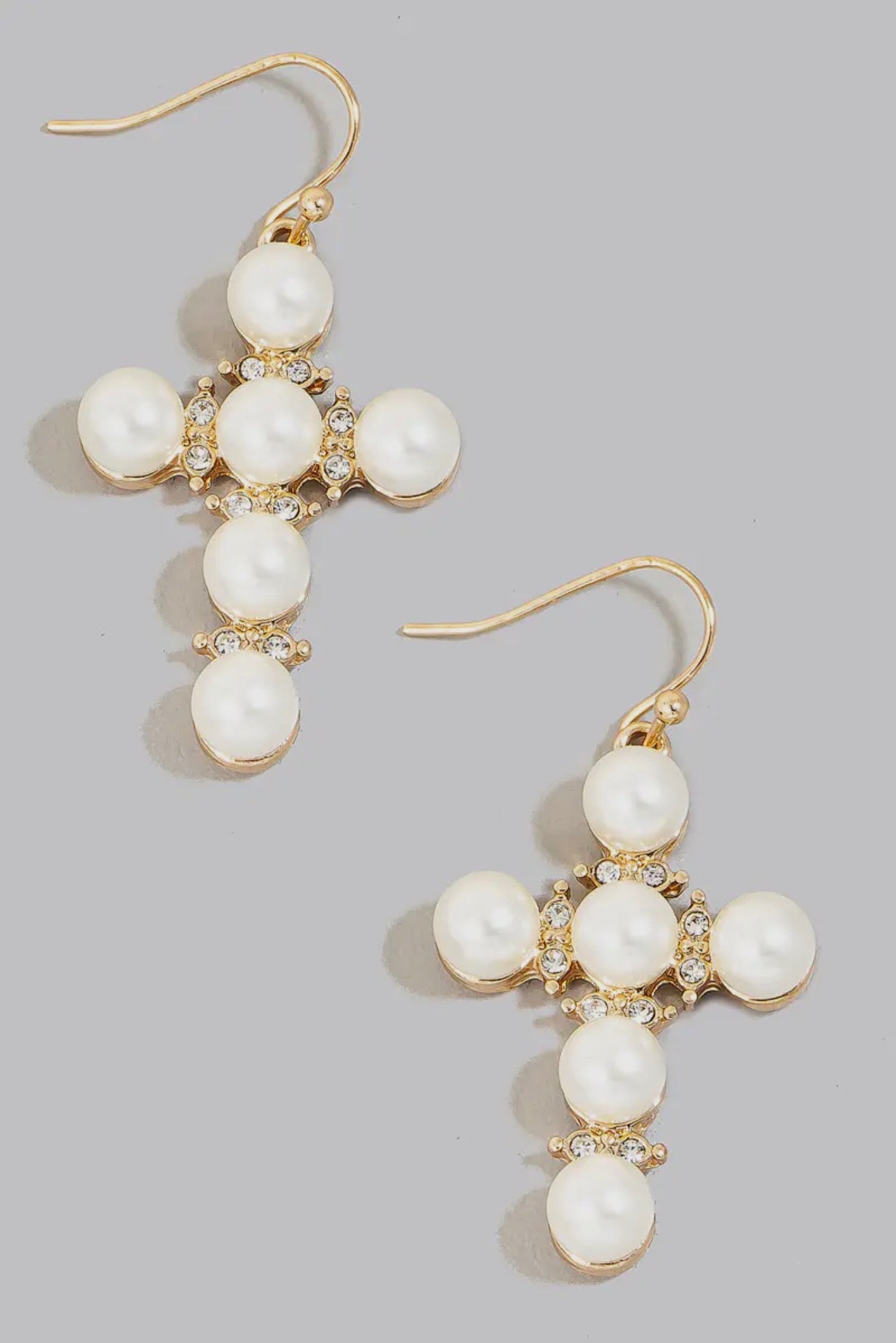 Halo Pearl Beaded Cross Earrings